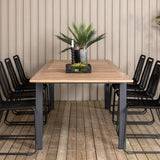 Panama - Stůl - 224/324*100 - svart Alu/Teak+Lindos Stohovací židle - Black Alu / Black Rope_8