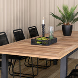 Panama - Stůl - 224/324*100 - svart Alu/Teak+Lindos Stohovací židle - Black Alu / Black Rope_8