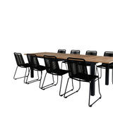 Panama - Stůl - 224/324*100 - svart Alu/Teak+Lindos Stohovací židle - Black Alu / Black Rope_8