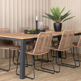 Panama - Stůl - 224/324*100 - svart Alu/Teak+Lindos Stohovací židle - Black Alu / Latte Rope_6