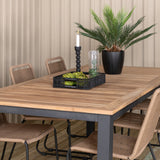 Panama - Stůl - 224/324*100 - svart Alu/Teak+Lindos Stohovací židle - Black Alu / Latte Rope_6