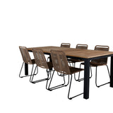 Panama - Stůl - 224/324*100 - svart Alu/Teak+Lindos Stohovací židle - Black Alu / Latte Rope_6