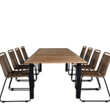 Panama - Stůl - 224/324*100 - svart Alu/Teak+Lindos Stohovací židle - Black Alu / Latte Rope_8