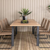 Panama - Stůl - 224/324*100 - svart Alu/Teak+Lindos Stohovací židle - Black Alu / Latte Rope_8