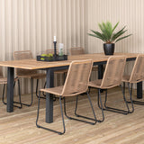 Panama - Stůl - 224/324*100 - svart Alu/Teak+Lindos Stohovací židle - Black Alu / Latte Rope_8