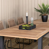 Panama - Stůl - 224/324*100 - svart Alu/Teak+Lindos Stohovací židle - Black Alu / Latte Rope_8