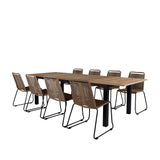 Panama - Stůl - 224/324*100 - svart Alu/Teak+Lindos Stohovací židle - Black Alu / Latte Rope_8