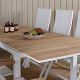 Stůl Mexico 180/240 - Bílá/Teak+Panama Light 5posílená židle Bílá / bílá_8