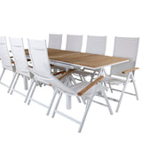 Stůl Mexico 180/240 - Bílá/Teak+Panama Light 5posílená židle Bílá / bílá_8