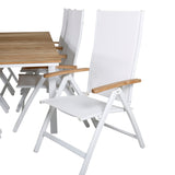Stůl Mexico 180/240 - Bílá/Teak+Panama Light 5posílená židle Bílá / bílá_8