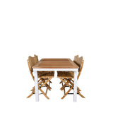 Panama - Stůl - 152/210*90 - Vit Alu/Teak+Cane Skládací jídelní židle - Bambus / Grey Cushion_4