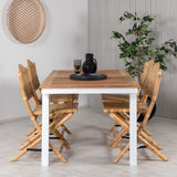Panama - Stůl - 152/210*90 - Vit Alu/Teak+Cane Skládací jídelní židle - Bambus / Grey Cushion_4