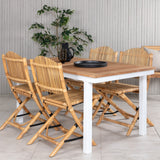 Panama - Stůl - 152/210*90 - Vit Alu/Teak+Cane Skládací jídelní židle - Bambus / Grey Cushion_4