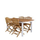 Panama - Stůl - 152/210*90 - Vit Alu/Teak+Cane Skládací jídelní židle - Bambus / Grey Cushion_4