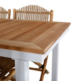 Panama - Stůl - 152/210*90 - Vit Alu/Teak+Cane Skládací jídelní židle - Bambus / Grey Cushion_4