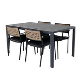 Break Table 150*90 - Černá/Black+Paola Jídelní židle - Černá ocel / Přírodní proutí / Black Cushion_4