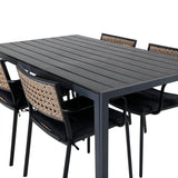 Break Table 150*90 - Černá/Black+Paola Jídelní židle - Černá ocel / Přírodní proutí / Black Cushion_4