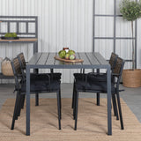 Break Table 150*90 - Černá/Black+Paola Jídelní židle - Černá ocel / Přírodní proutí / Black Cushion_4
