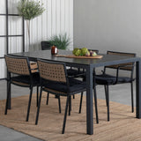 Break Table 150*90 - Černá/Black+Paola Jídelní židle - Černá ocel / Přírodní proutí / Black Cushion_4