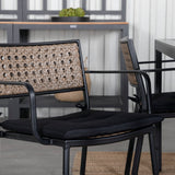 Break Table 150*90 - Černá/Black+Paola Jídelní židle - Černá ocel / Přírodní proutí / Black Cushion_4
