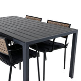 Break Table 150*90 - Černá/Black+Paola Jídelní židle - Černá ocel / Přírodní proutí / Black Cushion_4