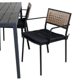 Break Table 150*90 - Černá/Black+Paola Jídelní židle - Černá ocel / Přírodní proutí / Black Cushion_4