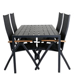 Break Table 150*90 - Black/Black+Panama Light, 5poschoďová židle Černá / Černá a teak_4