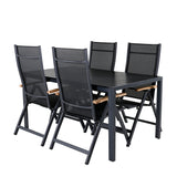 Break Table 150*90 - Black/Black+Panama Light, 5poschoďová židle Černá / Černá a teak_4