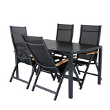 Break Table 150*90 - Black/Black+Panama Light, 5poschoďová židle Černá / Černá a teak_4