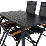 Break Table 150*90 - Black/Black+Panama Light, 5poschoďová židle Černá / Černá a teak_4