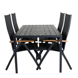 Break Table 150*90 - Black/Black+Panama Light, 5poschoďová židle Černá / Černá a teak_4