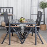 Break Table 150*90 - Black/Black+Panama Light, 5poschoďová židle Černá / Černá a teak_4