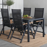 Break Table 150*90 - Black/Black+Panama Light, 5poschoďová židle Černá / Černá a teak_4