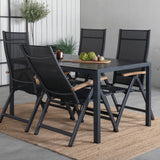 Break Table 150*90 - Black/Black+Panama Light, 5poschoďová židle Černá / Černá a teak_4