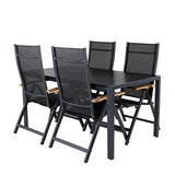 Break Table 150*90 - Black/Black+Panama Light, 5poschoďová židle Černá / Černá a teak_4