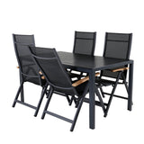 Break Table 150*90 - Black/Black+Panama Light, 5poschoďová židle Černá / Černá a teak_4