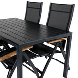 Break Table 150*90 - Black/Black+Panama Light, 5poschoďová židle Černá / Černá a teak_4
