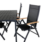 Break Table 150*90 - Black/Black+Panama Light, 5poschoďová židle Černá / Černá a teak_4