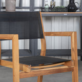Bois Jídelní stůl 205*90cm - Černé nohy / Akácie + Stohovací židle Venice - Teak / Černá textilní_6
