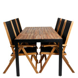 Bois Jídelní stůl 205*90cm - Černé nohy / Akácie + Skládací židle Little John - Provaz / Akácie_6