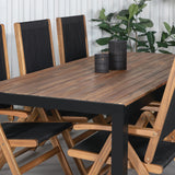 Bois Jídelní stůl 205*90cm - Černé nohy / Akácie + Skládací židle Little John - Provaz / Akácie_6