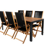 Bois Jídelní stůl 205*90cm - Černé nohy / Akácie + Skládací židle Little John - Provaz / Akácie_6