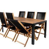 Bois Jídelní stůl 205*90cm - Černé nohy / Akácie + Skládací židle Little John - Provaz / Akácie_6