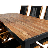 Bois Jídelní stůl 205*90cm - Černé nohy / Akácie + Skládací židle Little John - Provaz / Akácie_6
