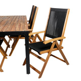 Bois Jídelní stůl 205*90cm - Černé nohy / Akácie + Skládací židle Little John - Provaz / Akácie_6