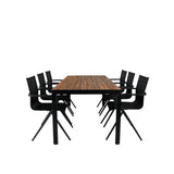 Bois Jídelní stůl 205*90cm - Černé nohy / Acacia + Alina Jídelní židle - Black Alu / Black Textilene_6