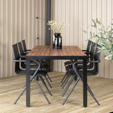 Bois Jídelní stůl 205*90cm - Černé nohy / Acacia + Alina Jídelní židle - Black Alu / Black Textilene_6
