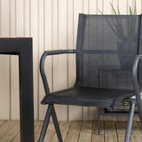 Bois Jídelní stůl 205*90cm - Černé nohy / Acacia + Alina Jídelní židle - Black Alu / Black Textilene_6