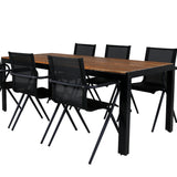 Bois Jídelní stůl 205*90cm - Černé nohy / Acacia + Alina Jídelní židle - Black Alu / Black Textilene_6