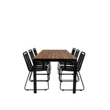 Bois Jídelní stůl 205*90cm - Černé nohy / Akácie +Lindos Stohovací židle - Black Alu / Black Rope_6